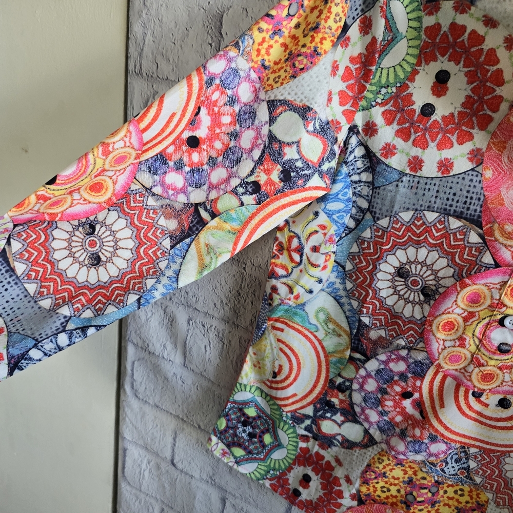 Colorful Boho Lightweight Unique Patterned Button… - image 7